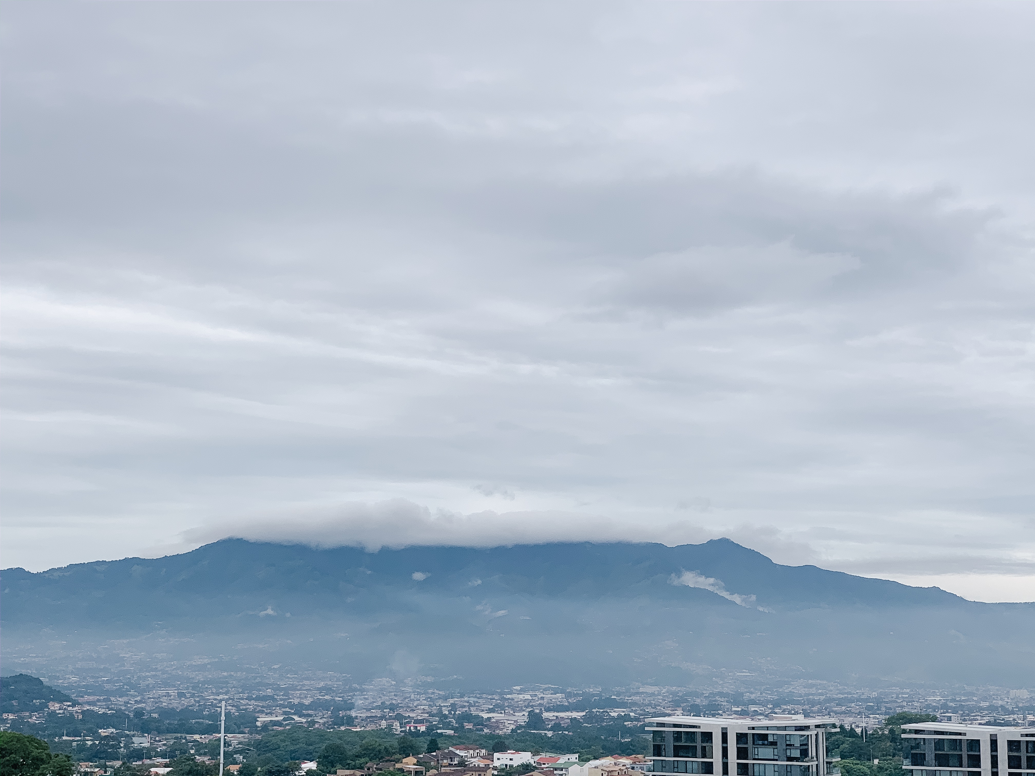 Views of the mountain we hiked from our balcony